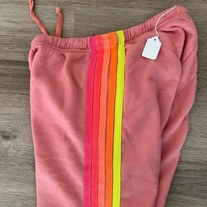 Aviator nation, 5 stripe pink neon stripes sweatpants jogger sz M NWT